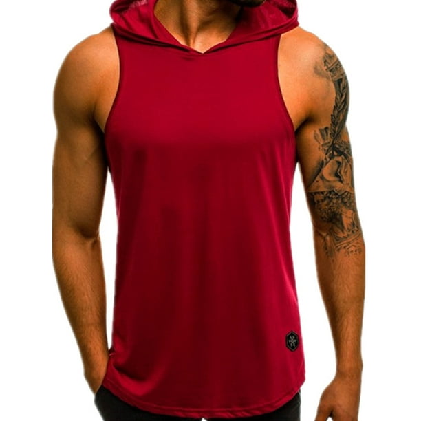 Fashion Summer Mens Sleeveless Hoodie T-Shirt Muscle Fitness GYM Sport Tank Tops